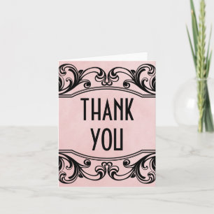 Cartões de agradecimentos Pink Vintage Swirls
