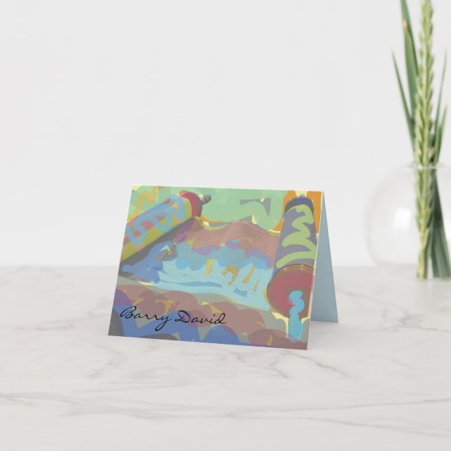 Cartões de agradecimentos PINTADOS de Mitzvah do (Frente)