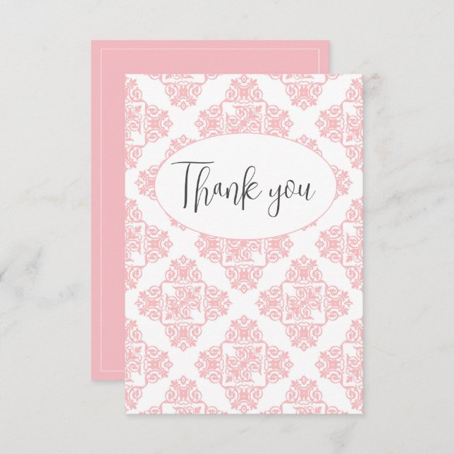 Cartões de agradecimentos plana Cor damasco de pas (Frente/Verso)