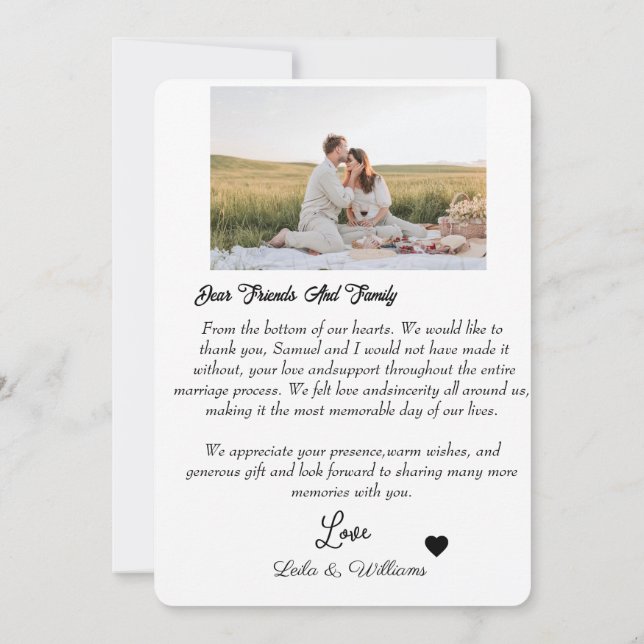 Cartões de agradecimentos plano (Verso)