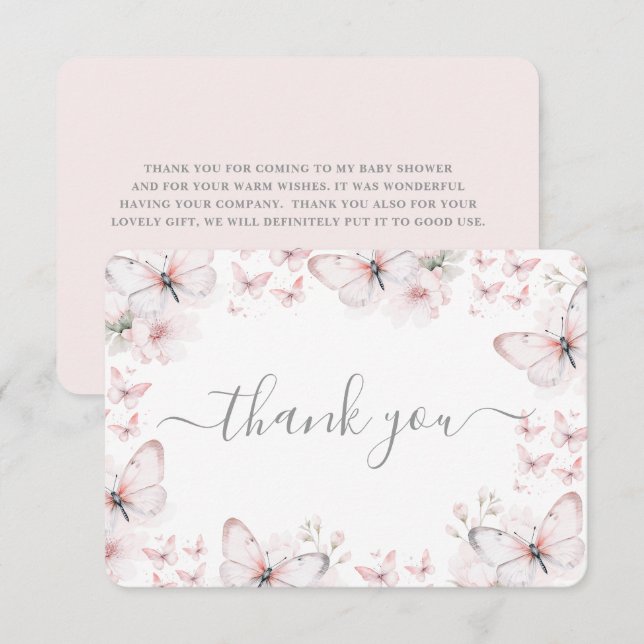 Cartões de agradecimentos plano borboleta (Frente/Verso)