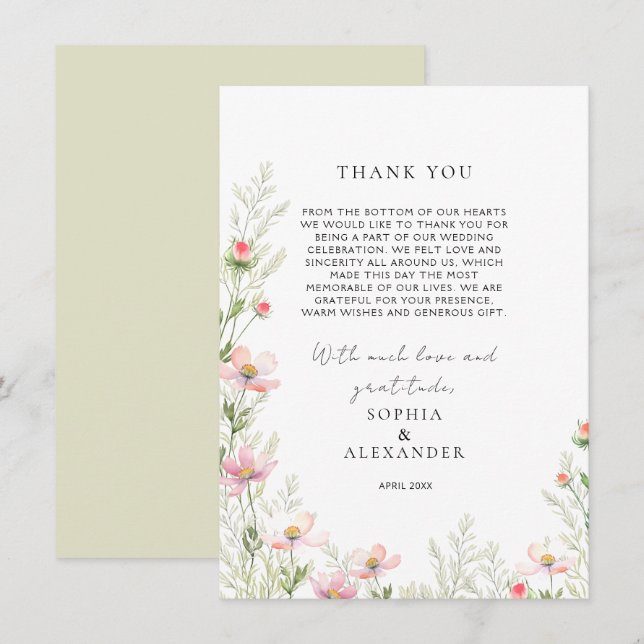 Cartões de agradecimentos plano de casamento de fl (Frente/Verso)