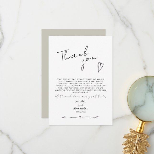 Cartões de agradecimentos plano de casamento moder (Frente/Verso In Situ)