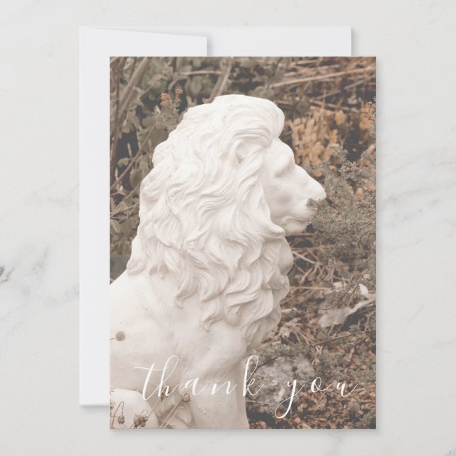 Cartões de agradecimentos plano de estátua de leão (Frente)
