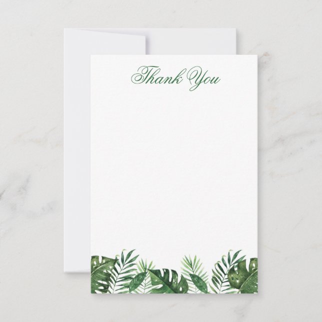 Cartões de agradecimentos plano de folhas tropicai (Frente)