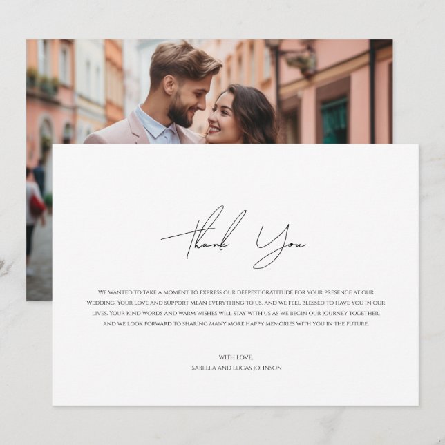 Cartões de agradecimentos plano de fotos personali (Frente/Verso)