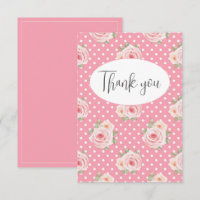 Cartões de agradecimentos plano de polkadots rosa