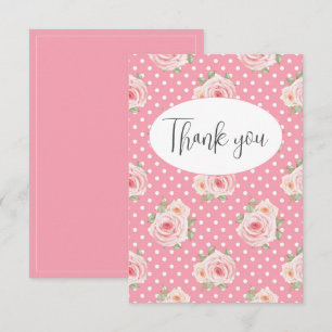 Cartões de agradecimentos plano de polkadots rosa