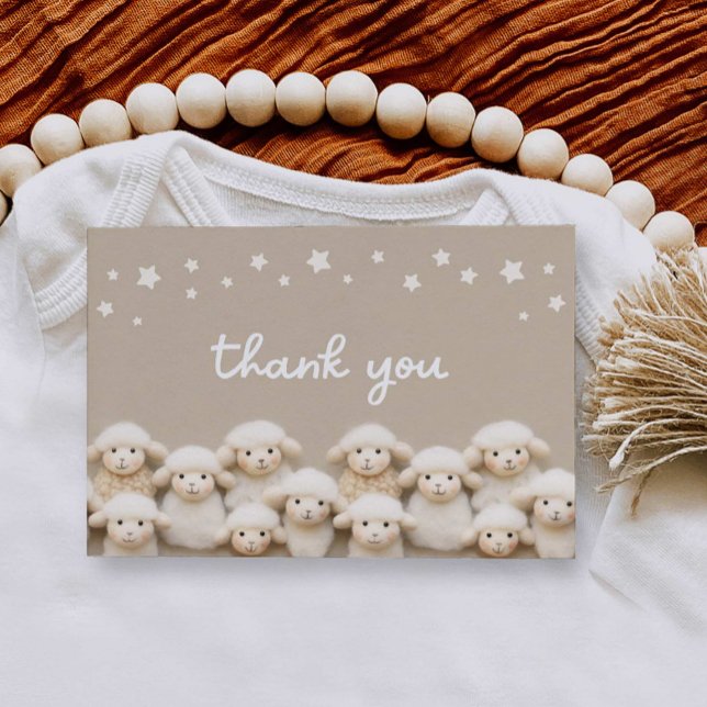 Cartões de agradecimentos plano do Chá de fraldas  (Little Lamb Baby Shower Thank you card)