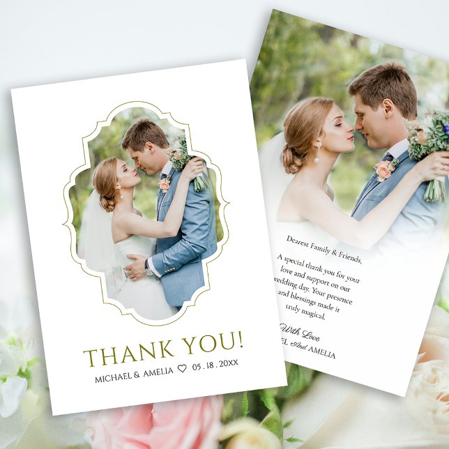 Cartões de agradecimentos plano Dourado Real Cláss (Royal Classic Gold Wedding  Thank You Card)