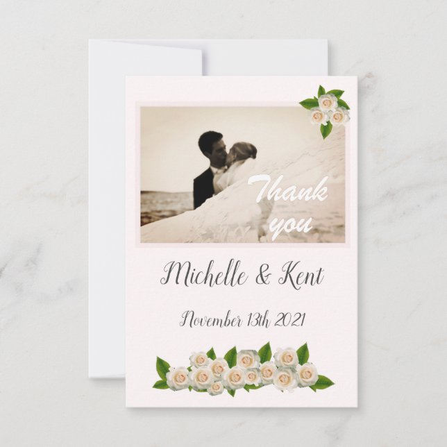 Cartões de agradecimentos plano Elegante de Rosas  (Frente)