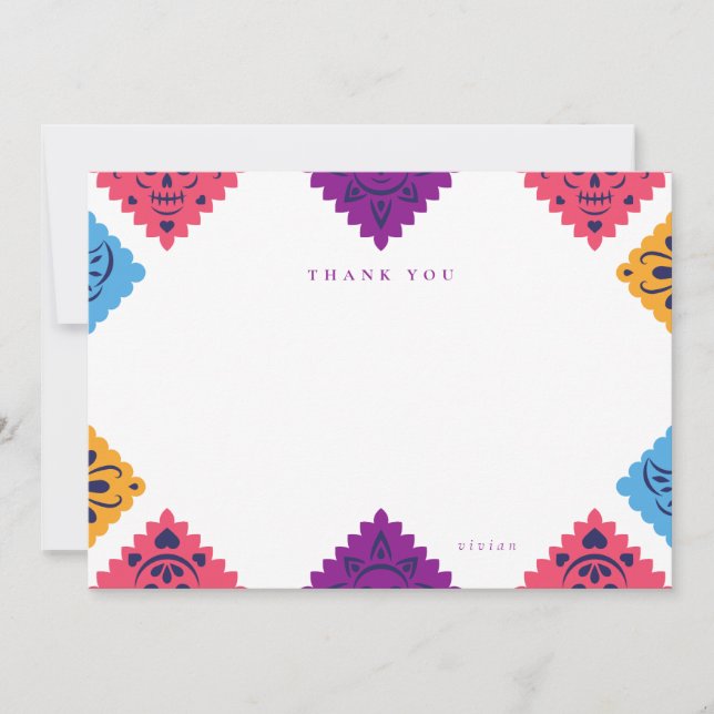 Cartões de agradecimentos plano esfestivo mexicano (Frente)