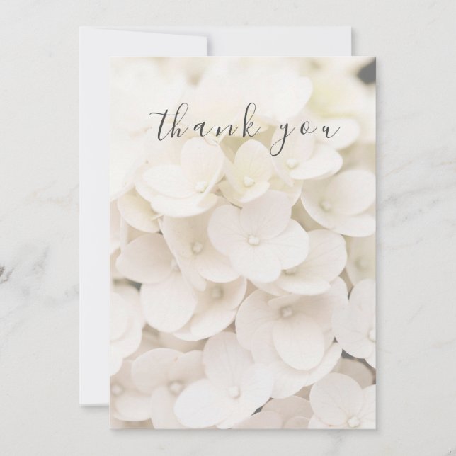 Cartões de agradecimentos Plano Floral Branco Eleg (Frente)