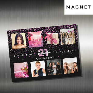 cartões de agradecimentos preto de colagem de foto