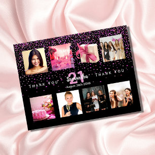 cartões de agradecimentos preto de colagem de foto