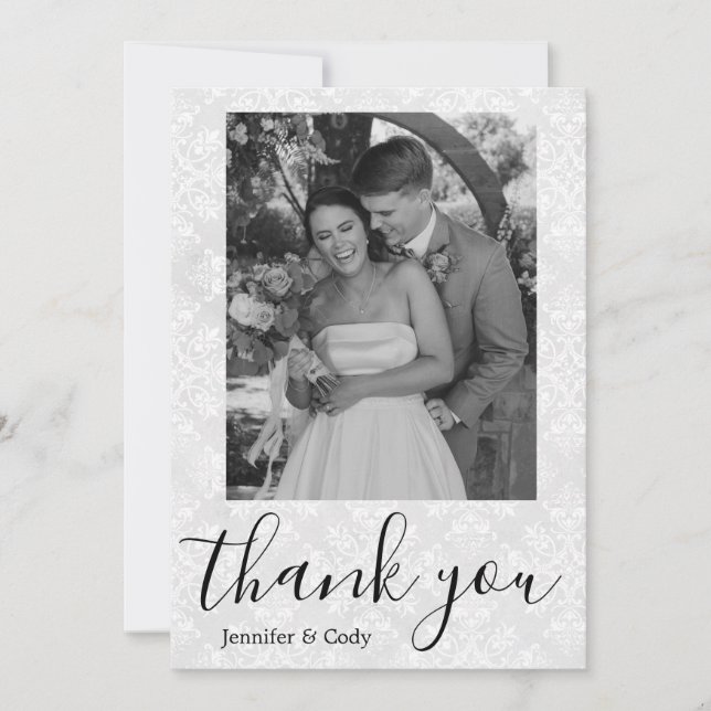 Cartões de agradecimentos preto e branco da fotogr (Frente)