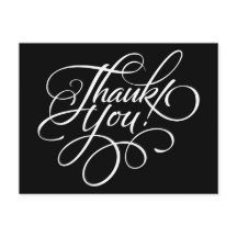 Cartões de agradecimentos preto e branco de script