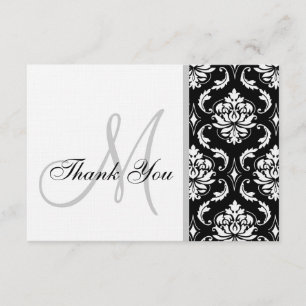 Cartões de agradecimentos preto e branco do
