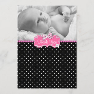 Cartões de agradecimentos pretos cor-de-rosa do