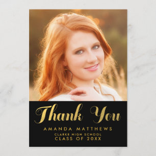 Cartões de agradecimentos pretos Dourados chiques