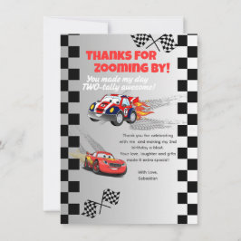 Cartões de agradecimentos Race Car - Aniversário d