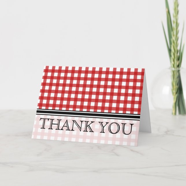 Cartões de agradecimentos Red Gingham (Frente)