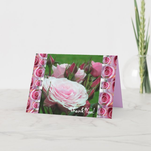 Cartões de agradecimentos rosa (Frente)