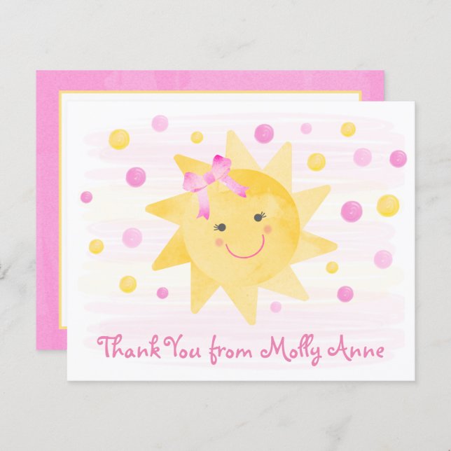 Cartões de agradecimentos Rosa Cinza de Cores Aquá (Frente/Verso)