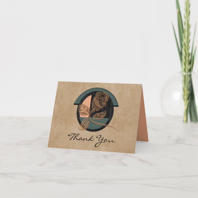 Cartões de agradecimentos Rosa de cobre Zen (Frente)