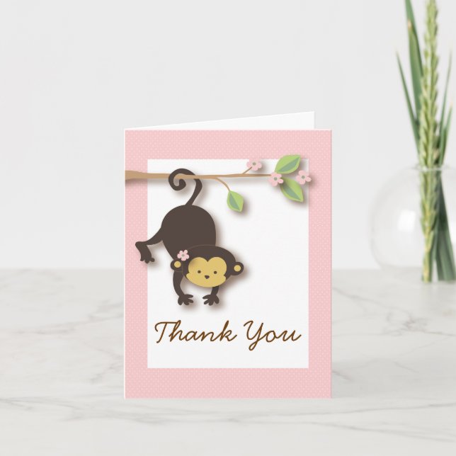 Cartões de agradecimentos Rosa De Macaco De Mod (Frente)