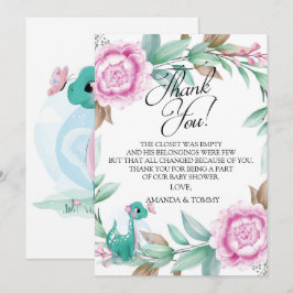 Cartões de agradecimentos Rosa Dinossauro Gelado