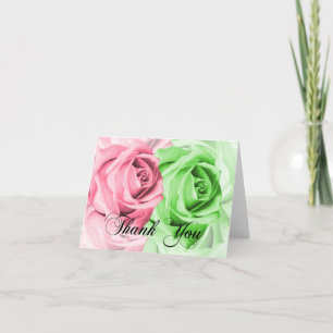 Cartões de agradecimentos rosa e Rosa verde
