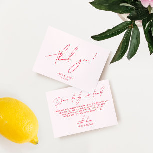 Cartões de agradecimentos rosa e vermelho simples 