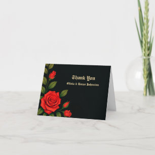 Cartões de agradecimentos rosa Gothic de Casamento