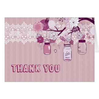 Cartões de agradecimentos Roxo Roxo Mason Jar
