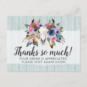 Cartões de agradecimentos Russo Floral Crânio Boho