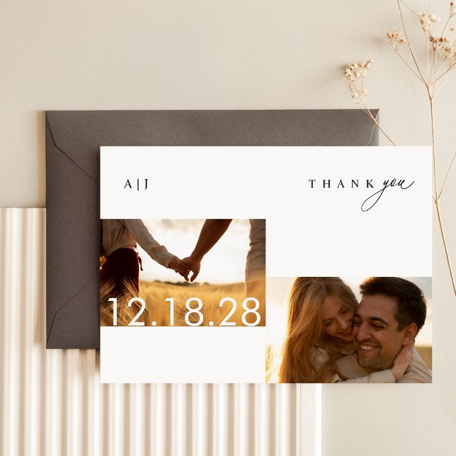 Cartões de agradecimentos Rustic Boho Photo Weddin (Criador carregado)