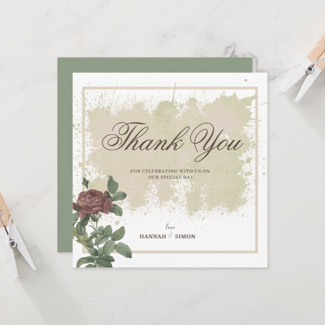 Cartões de agradecimentos Rustic Floral Minimalist (Frente/Verso In Situ)