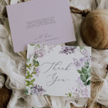 Cartões de agradecimentos Rustic Lilac<br><div class="desc">Este cartões de agradecimentos lilás rústico é perfeito para um casamento de primavera ou verão. A romântica e elegante design floral apresenta flores lilás roxas de aquarela com uma sensação de jardim boho country. Personalize a parte traseira do cartão com seus nomes e uma mensagem de obrigado. Como alternativa, deixe...</div>