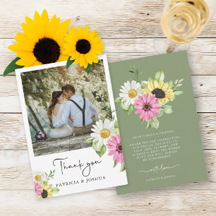 Cartões de agradecimentos Rustic Sunflower Photo C