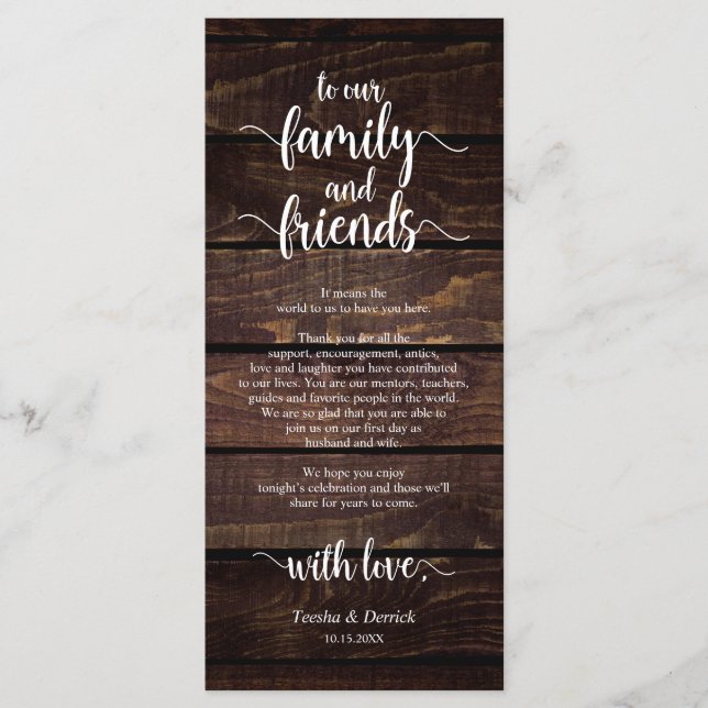 Cartões de agradecimentos Rustic Wedch Place Setti (Frente)