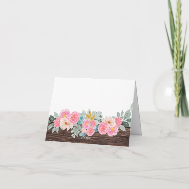 Cartões de agradecimentos Rústico Floral Dobrado (Verso)