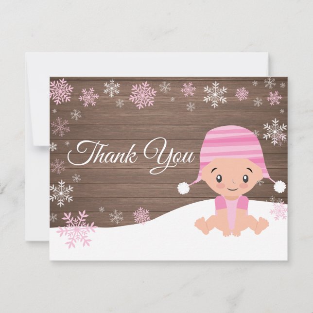 Cartões de agradecimentos rústicos do rosa do (Frente)