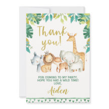 Cartões de agradecimentos selvagens do safari dos