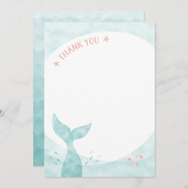Cartões de agradecimentos Sereia (Frente/Verso)