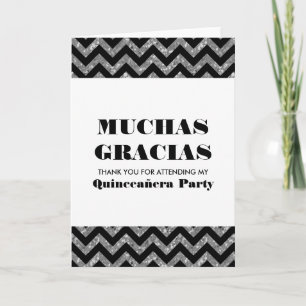 Cartões de agradecimentos Silver Chevron Glitter Q