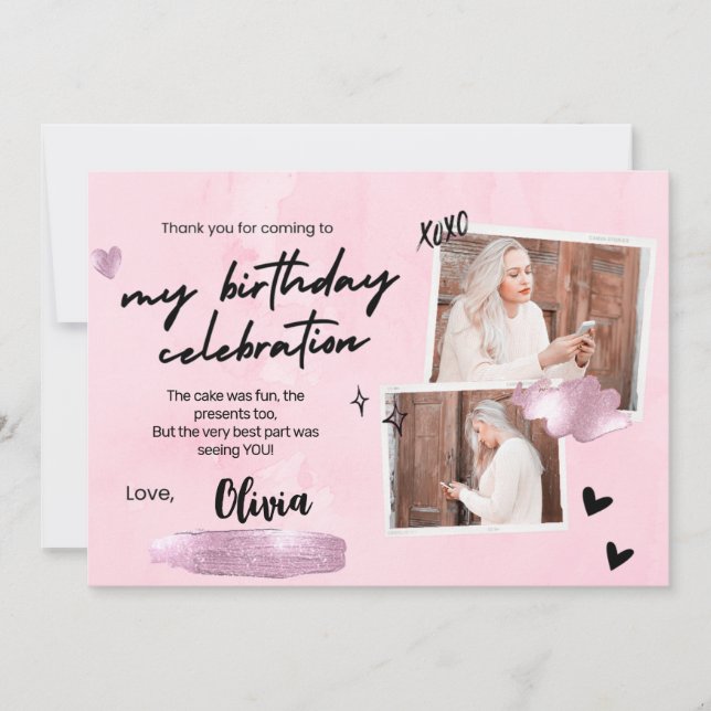 Cartões de agradecimentos simples de Festa de aniv (Frente)