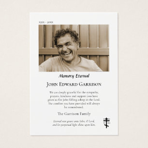 Cartões de agradecimentos Simples de Foto Funeral