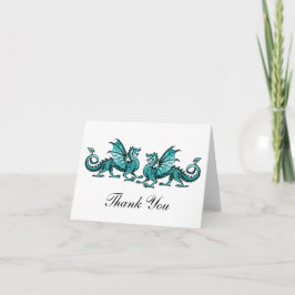 Cartões de agradecimentos Teal Elegant Dragons