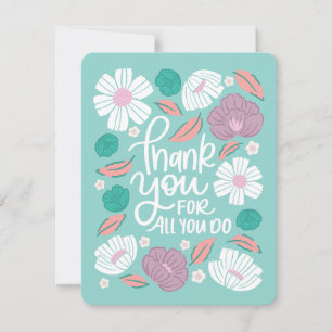 Cartões de agradecimentos - Teal Florals